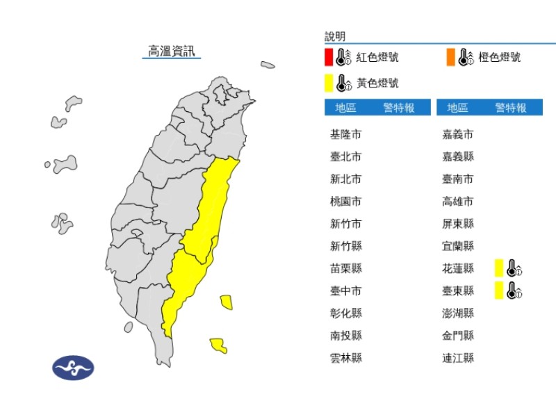  西南風沉降影響，臺東縣焚風來襲！今日花蓮、臺東發布黃色燈號，請提高警覺！