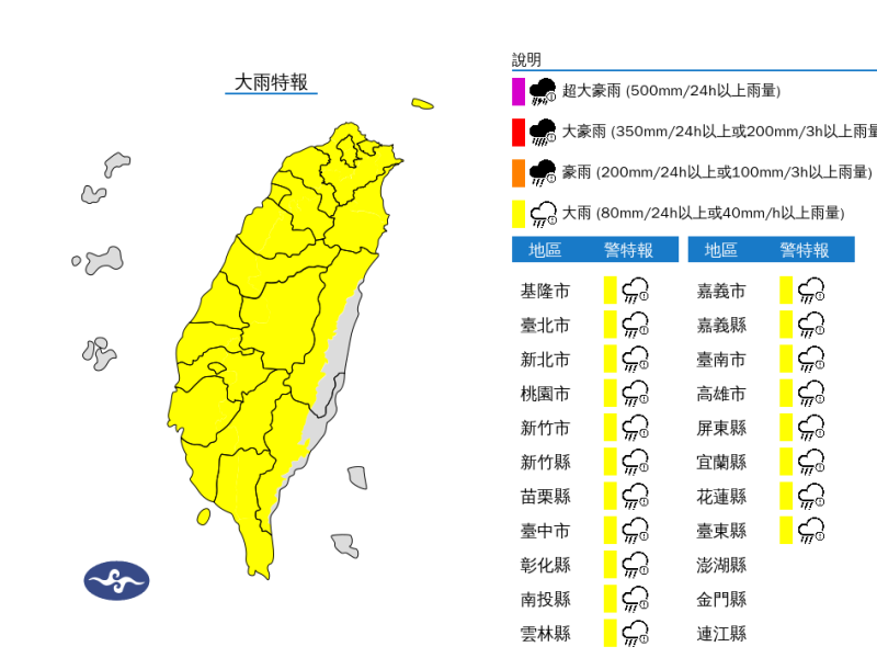 午後強對流來襲！西半部、東北部及花東山區防短時強降雨