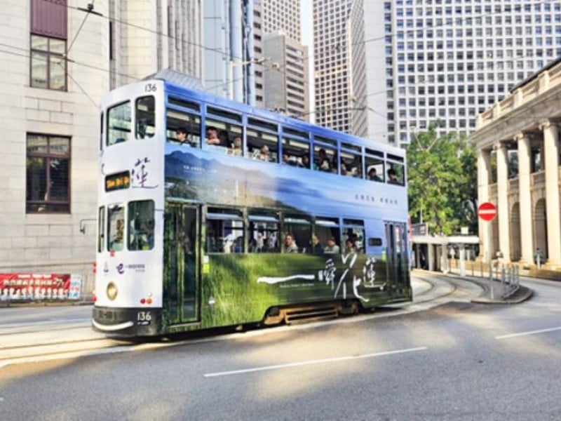 香港雙層叮叮車有花蓮山海風景