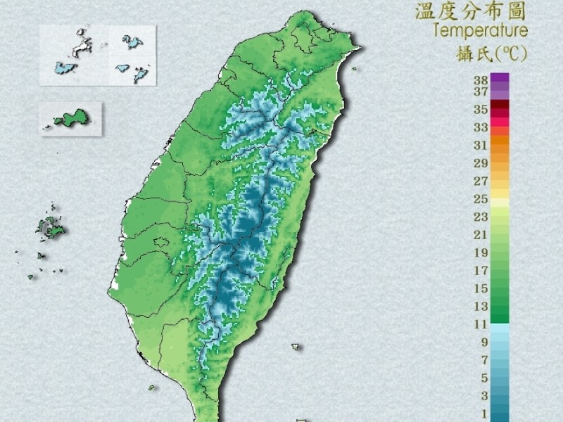 鋒面通過雨增溫降，週日週一冷氣團接力