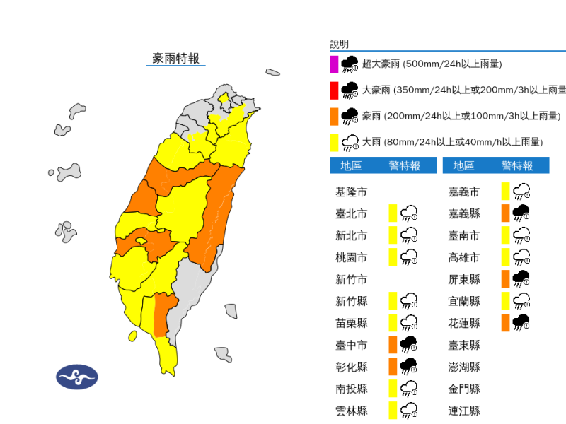 鋒面來襲!中部、東部與南部山區防豪雨 花蓮列入警戒名單