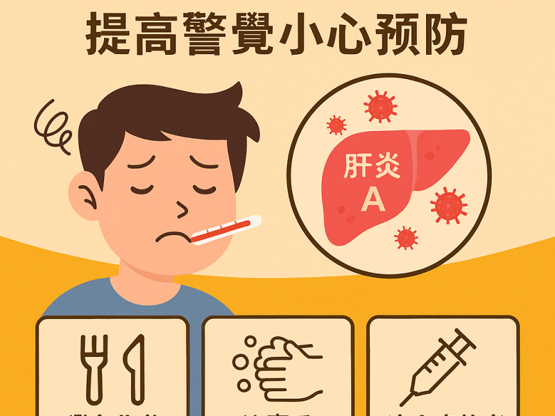 國內急性病毒性A型肝炎疫情上升,提醒民眾注意維持良好個人衛生及飲食習慣