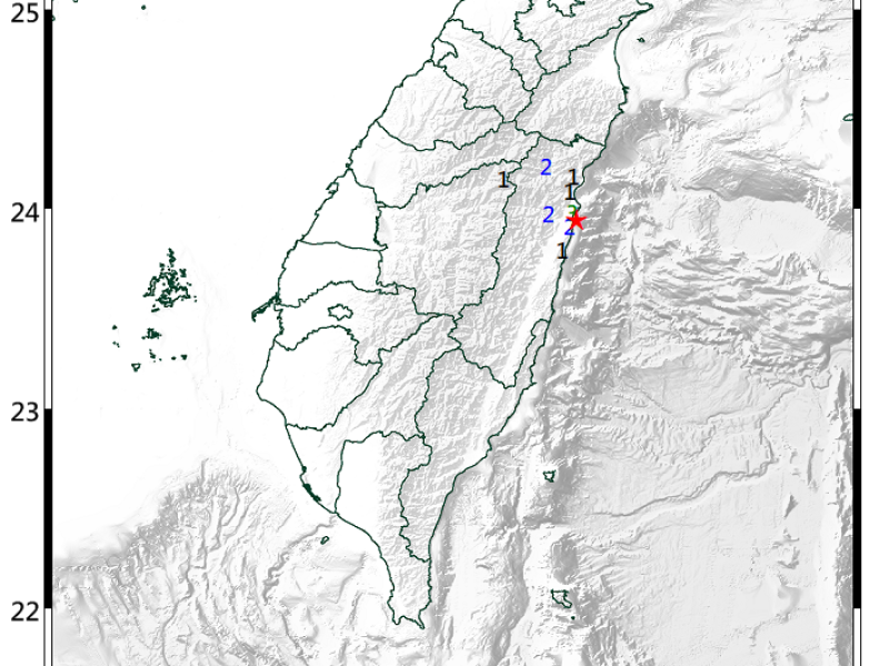 花蓮晚間發生規模3.4地震 最大震度花蓮市達3級