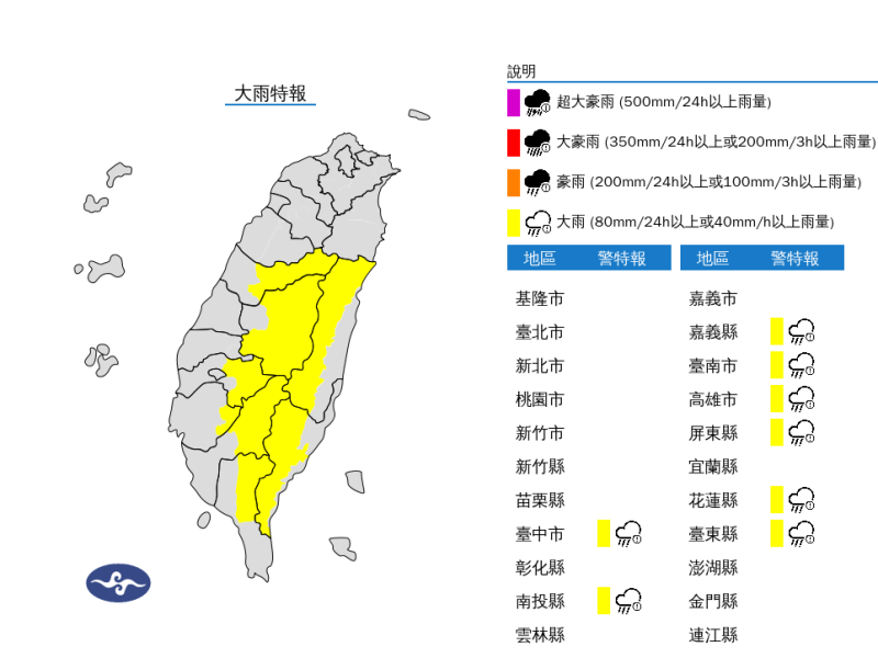 中南部及東部山區慎防午後大雨 氣象署籲留意雷擊與強風
