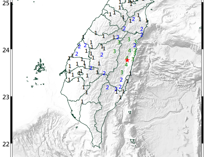 凌晨規模4.9地震撼花蓮萬榮 最大震度達4級 多地民眾驚醒