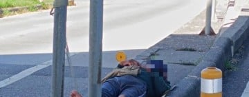 男子竟睡在花蓮市外環地下道口分隔島
