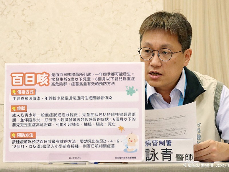 國內新增1起「百日咳家庭群聚」! 指標個案為1個月大男嬰 匡列密切接觸者14名