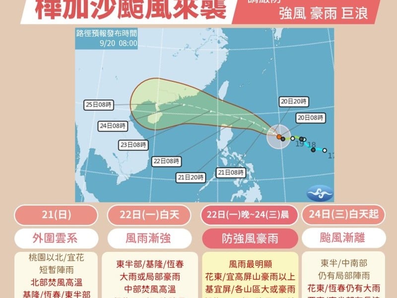 氣象署：中颱「樺加沙」登陸機率不大
