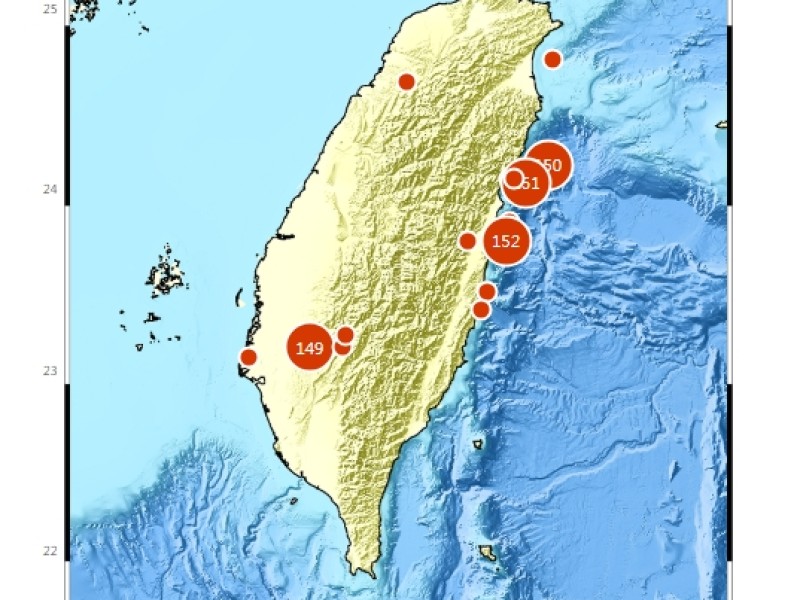 花蓮近海下午地震 震度最大3級 震源深度36.8公里 全台多地皆有輕微震感