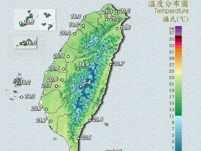 冷氣團減弱 白天氣溫回升日夜溫差大
