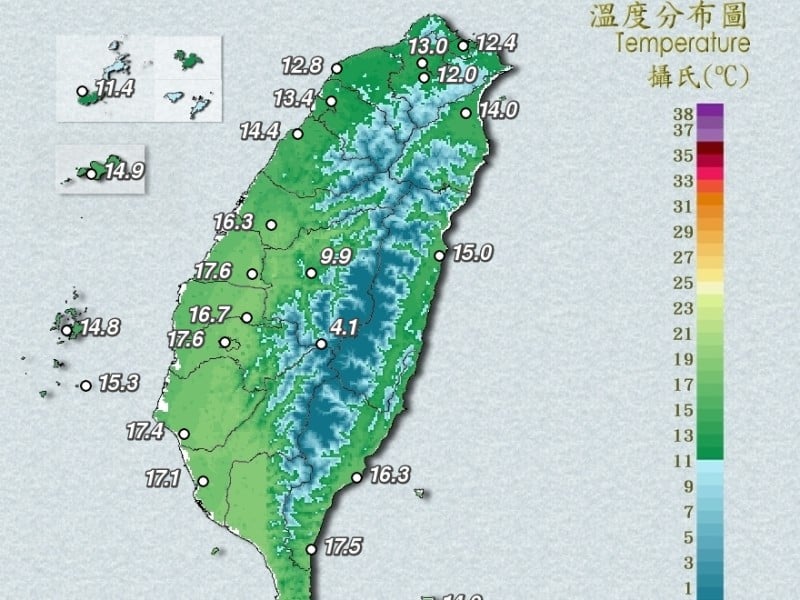 低溫特報 ! 花蓮縣今明有10度以下氣溫機率
