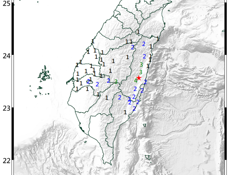 瑞穗今上午發生芮氏規模4.6地震 最大震度紅葉4級