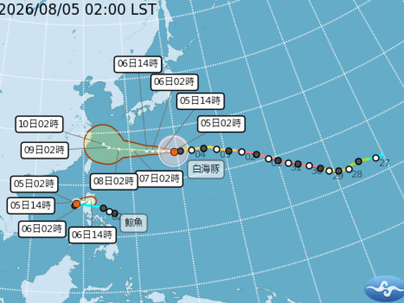 白海豚8/8、8/9搖滾時段最近台 ! 風浪大、降雨集中 酷似巴威北部海面通過 但暴風圈龐大