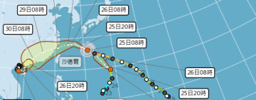 沙德爾接近台灣北部近海 ! 75%以上機率侵台 小於30%登陸本島