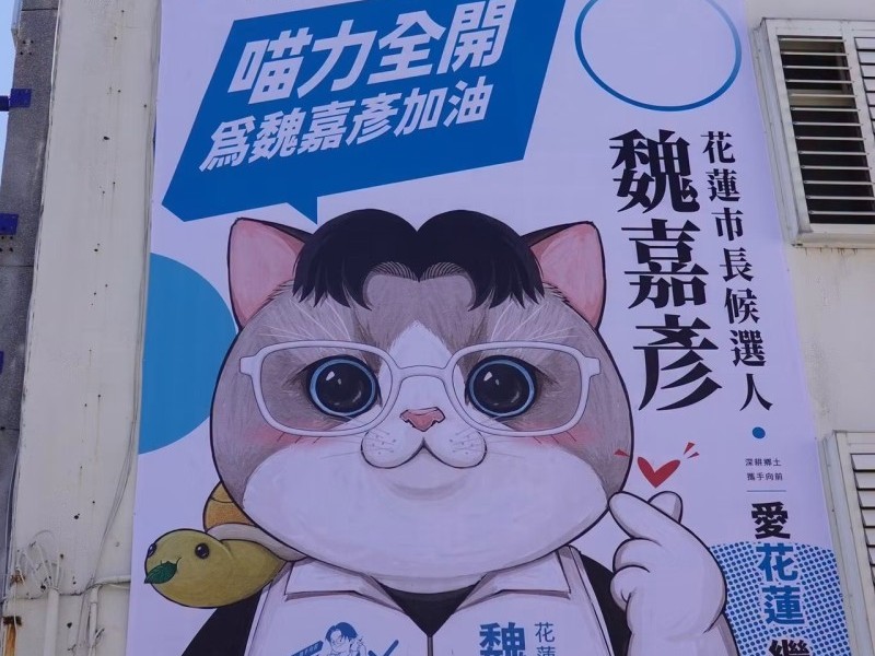 魏嘉彥文宣品布偶貓「小肺霧」登花蓮街頭看板