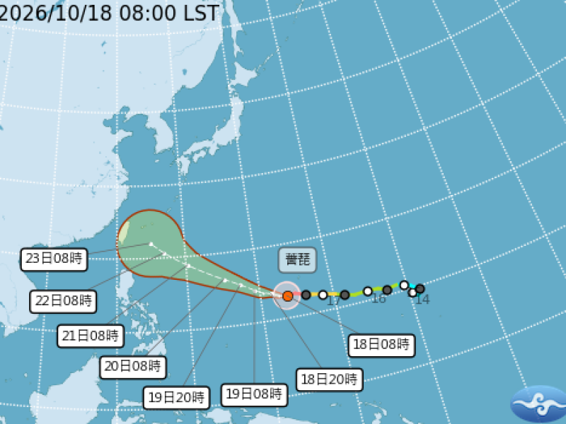 薔琵昨晚變強颱  ! 官方預測路徑正對台灣 週五、六最接近 侵台訊號目前偏強